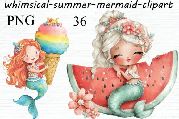 Download Whimsical Summer Mermaid Clipart PNG - Mermaid clipart Collection