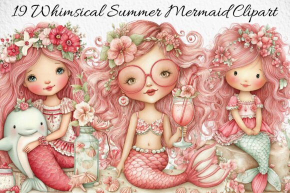 Download Whimsical Summer Mermaid Clipart - Mermaid clipart Collection