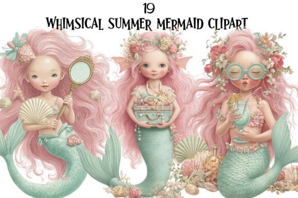 Download Whimsical Summer Mermaid Clipart - Premium Resources