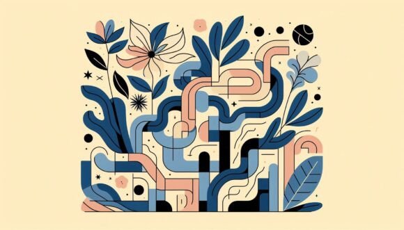 Download Botanical Maze in Floral Curves – Cubist - Premium Resources