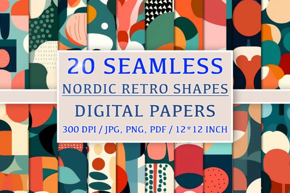 Download 20 Seamless Nordic Retro Patterns - Retro patterns Collection