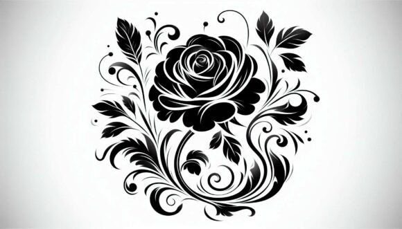 Download Artistic Black Rose with Soft Curves - Curves Collection